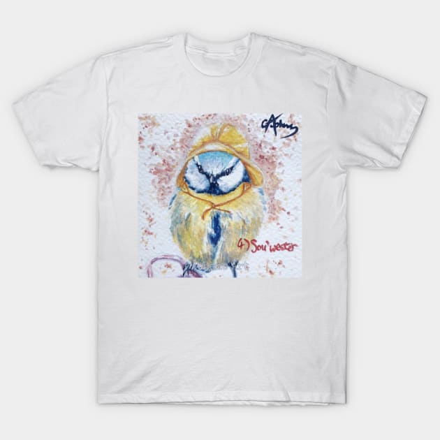 Watercolour Blue Tit Bird Painting T-Shirt by Athene Art